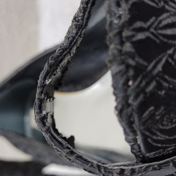 SimplyVera Vera Wang Black Fabric Square Peep Toe Slip-On Platform Stiletto Heel - Picture 14 of 16